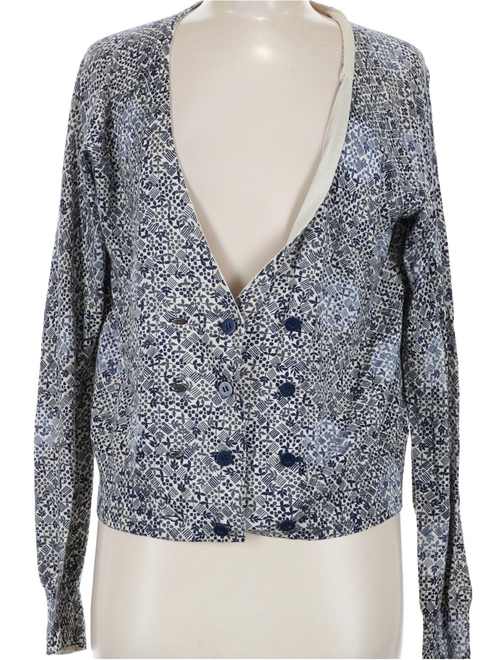 Marc By Marc Jacobs Blue & White Button-Front Floral Cardigan